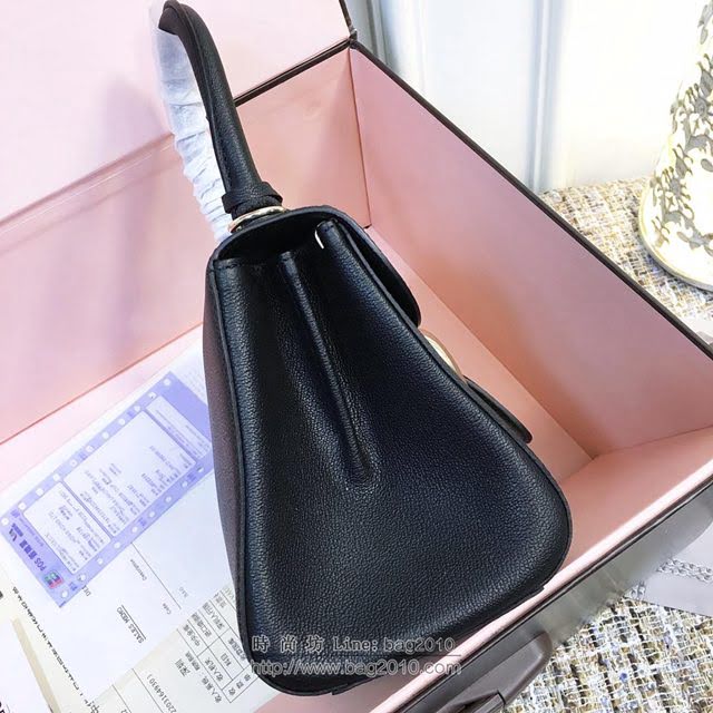 DELVAUX女包 頂級原單 Brillant系列 DV0028黑金 小號 德爾沃女手提包 顆粒紋牛皮 DELVAUX單肩包  fcs1034